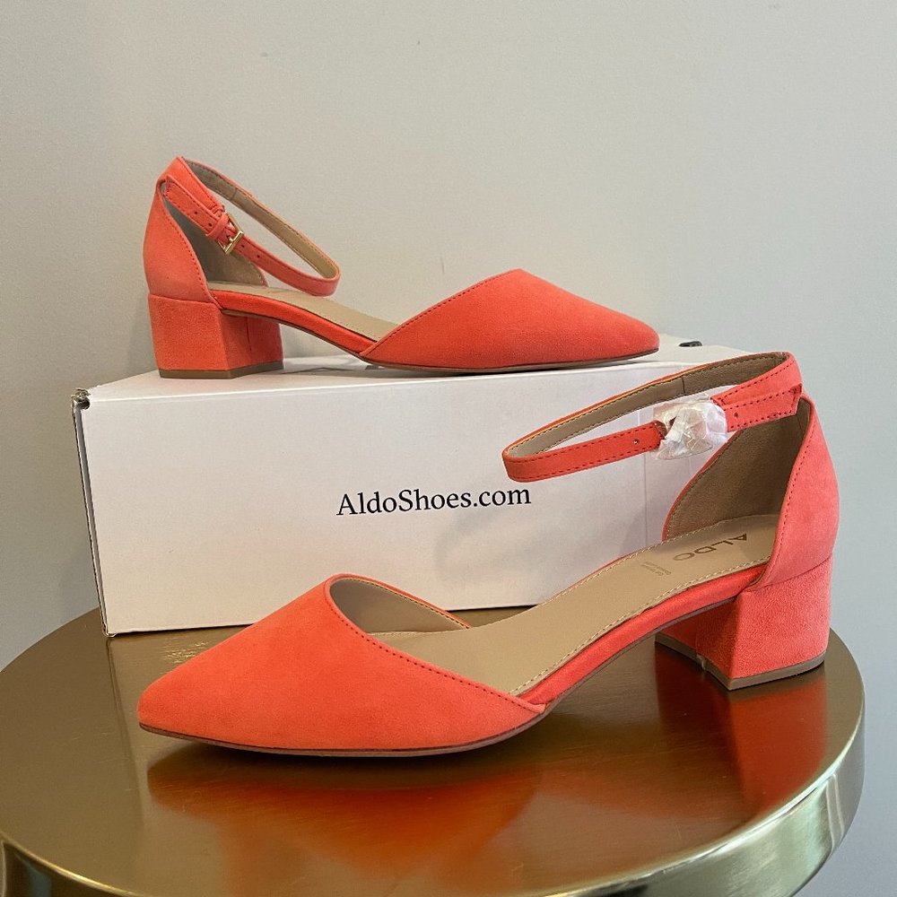 New In Box ALDO Zulian Block Heel, Orange, Sz 10